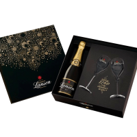 Buy & Send Lanson Black Label & Branded Clear Flutes Coffret set, NV, 75cl